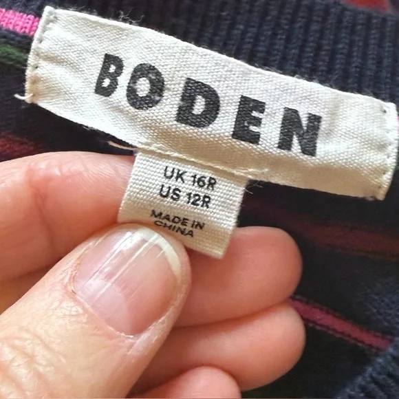 BODEN - Maria Knitted Midi Dress Navy And Pink - Picture 7 of 7